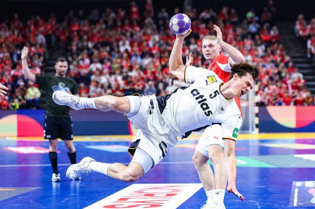 15 05 2026, xIAJx, handball, international match, test match, Denmark Germany, Royal Arena Copenhagen Miro Schluroff Germany 5 Emil Bergholt Denmark 33 Denmark