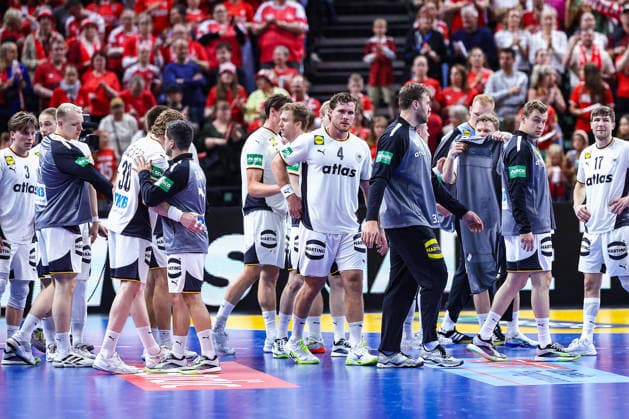 15 05 2026, xIAJx, handball, international match, test match, Denmark Germany, Royal Arena Copenhagen The German team led by captain Johannes Golla was disappointed after the clear defeat Germany 4 Denmark