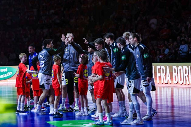 15 05 2026, xIAJx, handball, international match, test match, Denmark Germany, Royal Arena Copenhagen Renars Uscins Germany 23 David Späth Germany 1 Nils Lichtlein Germany 3 Miro Schluroff Germany 5 Juri Knorr Germany 15 Denmark