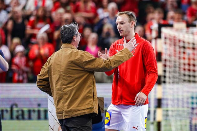 15 05 2026, xIAJx, handball, international match, test match, Denmark Germany, Royal Arena Copenhagen Honored as male national player of Denmark 2025 2026 for Mathias Gidsel Denmark 19 Denmark