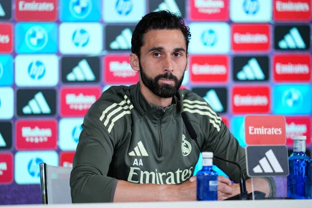 May 16, 2026, Valdebebas, Madrid, Spain: Alvaro Arbeloa, head coach of Real Madrid, attends his press conference, PK, Pressekonferenz during the training day of Real Madrid ahead the Spanish League, LaLiga EA Sports, football match against Sevilla FC at Ciudad Deportiva Real Madrid on May 16, 2026, in Madrid, Spain. Alvaro Arbeloa Press Conference For Real Madrid - Laliga Ea Sports  - ZUMAa181 20260516_zaa_a181_019 Copyright: xDennisxAgyemanx
