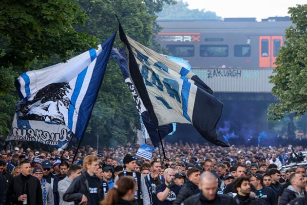 16 05 2026, GER, Football, Men, 3 Liga, Season 2025 2026, MSV Duisburg Viktoria Köln the fan march of MSV Duisburg before the match Duisburg schauinsland reisen Arena Nordrhein Westfalen Germany Copyright: xAdrianxSchlüterx