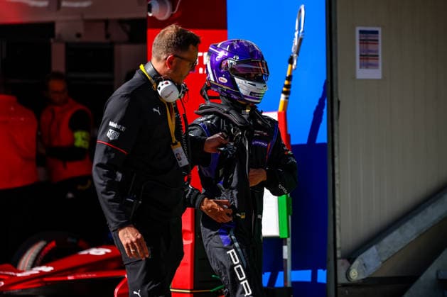 Pascal Wehrlein Porsche Formula E Team, 94 after second free practice Free Practice 2 pit lane, ABB FIA Formula E World Championship, Monaco e Prix 2026, Monte Carlo, season 12 2025 26, lap 9, 16 05 2026, ABB FIA Formula E World Championship, Monaco e Prix 2026, Monte Carlo, season 12 2025 26, lap 9, 16 05 2026 Monte Carlo Copyright: xEibner-Pressefoto LauraxRoemerx EP_LRR