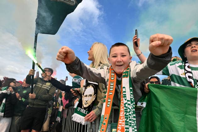 Celtic fans react outside Celtic Park Celtic v Heart of Midlothian, William Hill Scottish Premiership, Football, Celtic Park, Glasgow, Scotland, UK - 16 May 2026Glasgow Celtic Park United Kingdom EDITORIAL USE ONLY No use with unauthorised audio, video, data, fixture lists, club league logos or live services. Online in-match use limited to 120 images, no video emulation. No use in betting, games or single club league player publications.  Copyright: xMarkxRunnacles Shutterstockx 16876830i