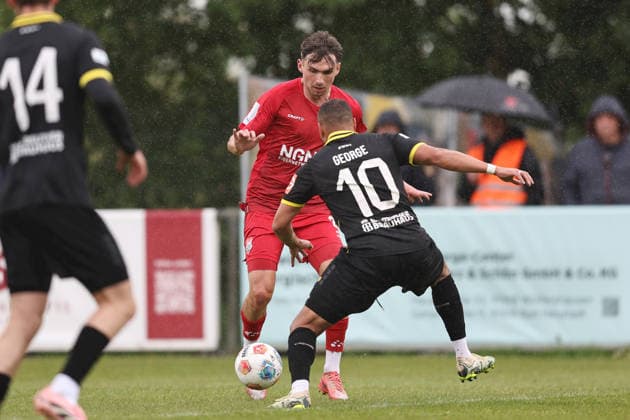 16 05 2026, Men, Soccer, Season 2025 2026, Regionalliga Bayern, Matchday 34 TSV Aubstadt SpVgg Bayreuth Pascal Moll 20, TSV Aubstadt and Jann Christopher George 10, SpVgg Bayreuth Sulzfeld Schulstadion Aubstadt NGN Arena Bayern Germany