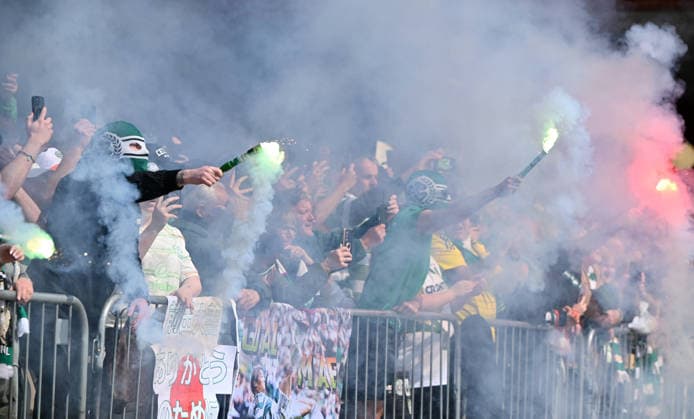Celtic fans at Celtic Park Celtic v Heart of Midlothian, William Hill Scottish Premiership, Football, Celtic Park, Glasgow, Scotland, UK - 16 May 2026Glasgow Celtic Park United Kingdom EDITORIAL USE ONLY No use with unauthorised audio, video, data, fixture lists, club league logos or live services. Online in-match use limited to 120 images, no video emulation. No use in betting, games or single club league player publications.  Copyright: xMarkxRunnacles Shutterstockx 16876830as