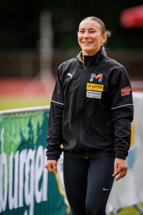 Lotto Deichmeeting Neuwied, 16 05 2026 Emma Kaul USC Mainz at the presentation of the Lotto Deichmeeting on 16 05 2026 in the Rhein Wied Stadium, Neuwied Rhineland Palatinate Copyright: xBEAUTIFULxSPORTS B.Hoffmannx