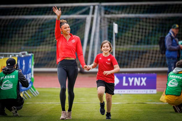 Lotto Deichmeeting Neuwied, 16 05 2026 Anna Elisabeth Ehlers TSV Bayer o4 Leverkusen at the presentation of the all-around competitors Lotto Deichmeeting on 16 05 2026 in the Rhein Wied Stadium, Neuwied Rhineland-Palatinate Copyright: xBEAUTIFULxSPORTS B.Hoffmannx