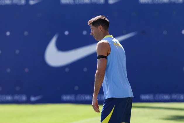 May 16, 2026, Sant Joan Despi, Barcelona, SPAIN: Robert Lewandowski during the training day of FC Barcelona, Barca ahead the Spanish League, Laliga EA Sports, football match against Real Betis at Ciudad Esportiva Joan Gamper on May 16, 2026 in Sant Joan Despi, Barcelona, Spain. FC Barcelona Training And press conference, PK, Pressekonferenz - LaLiga EA Sports  - ZUMAa181 20260516_zaa_a181_104 Copyright: xJavierxBorregox