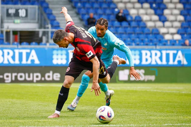 16 05 2026, xavx, Fußball 3 Liga, SV Wehen Wiesbaden TSG Hoffenheim U23 v l Jordy Gillekens SV Wehen Wiesbaden , Yannick Eduardo TSG 1899 Hoffenheim II DFL DFB REGULATIONS PROHIBIT ANY USE OF PHOTOGRAPHS as IMAGE SEQUENCES and or QUASI VIDEO Wiesbaden