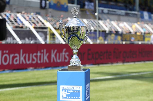 Soccer Regionalliga Nordost 1 FC Lok Leipzig 1 FC Magdeburg II 16 05 2026 The Champions Cup of the Regionalliga Nordost Trophy, Winner Soccer, Regionalliga Nordost, Season 2025 2026, 34 Matchday 1 FC Lok Leipzig vs 1 FC Magdeburg II on 16 05 2026 at Bruno Plache Stadium, Leipzig Copyright: xBEAUTIFULxSPORTS JanxKaeferx