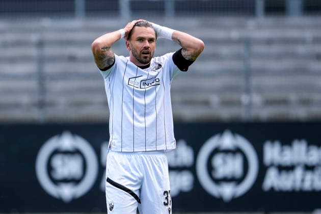 Pascal Testroet SVS, 37 , single image, single photo, action, action, looking disappointed, disappointment, frustration, disappointed, pessimistic, 16 05 2026, Sandhausen Germany , Football, Regionalliga Südwest, SV Sandhausen FC 08 Homburg xozx