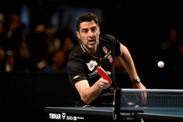 TT CL Hylo Final 4 Semifinal 1 FC Saarbrücken TT Bogoria Grodzisk on 16 05 2026 in the Saarlandhalle in Saarbrücken Panagiotis Gionis Bogoria xJFx