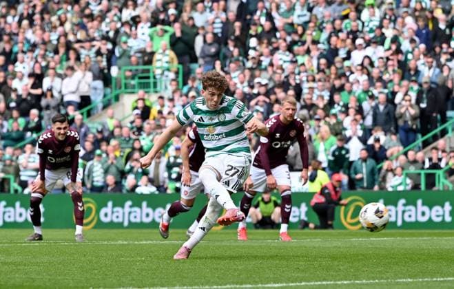 Arna Engels of Celtic scores a penalty Celtic v Heart of Midlothian, William Hill Scottish Premiership, Football, Celtic Park, Glasgow, Scotland, UK - 16 May 2026Glasgow Celtic Park United Kingdom EDITORIAL USE ONLY No use with unauthorised audio, video, data, fixture lists, club league logos or live services. Online in-match use limited to 120 images, no video emulation. No use in betting, games or single club league player publications.  Copyright: xMarkxRunnacles Shutterstockx 16876830cn