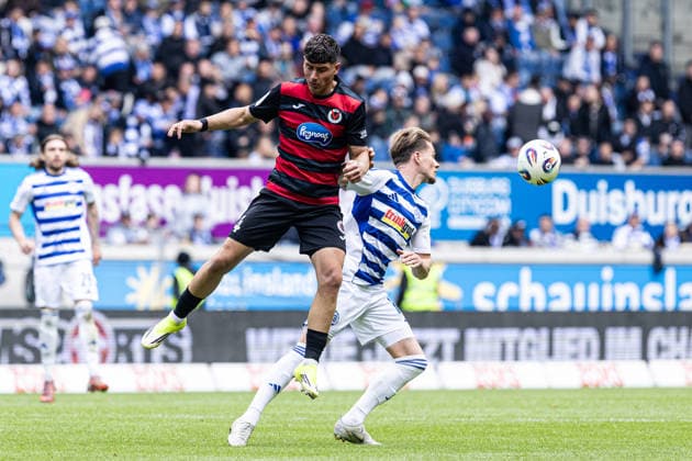 3 Liga MSV Duisburg FC Viktoria Köln 16 05 2026 Taylan Duman FC Viktoria Köln, 4 , Christian Viet MSV Duisburg, 10 3 Liga MSV Duisburg FC Viktoria Köln Schauinsland Reisen Arena, Duisburg, 16 05 2026 DFB regulations prohibit any use of photographs as image sequences and or quasi video Copyright: xBEAUTIFULxSPORTS Buriakovx