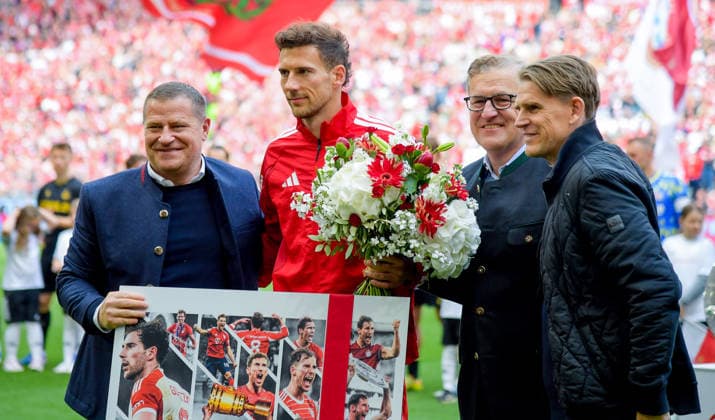 16 05 2026, xemx, Fussball 1 Bundesliga, FC Bayern Muenchen 1 FC Köln v l Leon Goretzka FC Bayern Muenchen was passed DFL DFB REGULATIONS PROHIBIT ANY USE OF PHOTOGRAPHS as IMAGE SEQUENCES and or QUASI VIDEO Muenchen