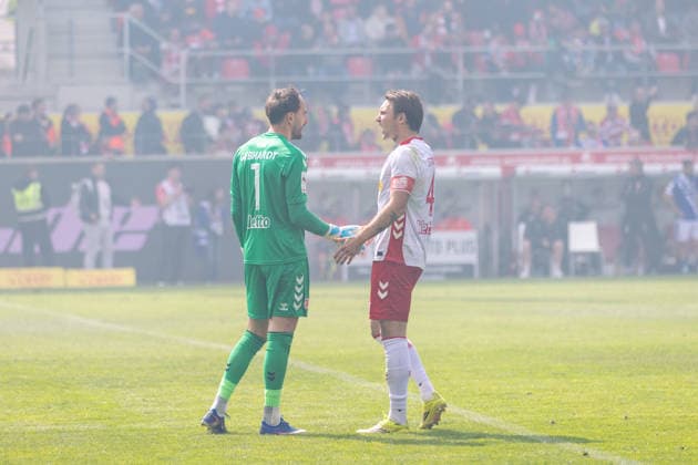 16 05 2026, Football, GER, Season, 3 Liga, Season 2025 2026, 38 Matchday, SSV Jahn Regensburg FC Energie Cottbus Felix Gebhardt SSV Jahn Regensburg and Felix Strauss SSV Jahn Regensburg DFL REGULATIONS PROHIBIT ANY USE OF PHOTOGRAPHS AS IMAGE SEQUENCES AND OR QUASI VIDEO
