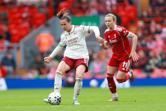Liverpool FC Women v Arsenal FC women - Women s Super League 25 26 Arsenal s Laia Codina Panedas passing during match against Liverpool Women - Women s Super League 16.05.2026 Liverpool Anfield Stadium United Kingdom Copyright: xZacharyxLockex