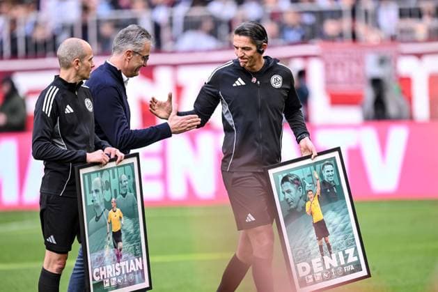 Referee Deniz Aytekin at the farewell ceremony during the Bundesliga match between FC Bayern München and 1 FC Köln, Allianz Arena on May 16, 2026 in Munich, Germany Photo by xxx DeFodi Images Referee Deniz Aytekin gestures during the Bundesliga match between FC Bayern München and 1 FC Köln at Allianz Arena on May 16, 2026 in München, Germany Photo by xxx DeFodi Images DFL regulations prohibit any use of photographs as image sequences and or quasi video Photo by xxx DeFodi Images DFL regulations prohibit any use of photographs as image sequences and or quasi video