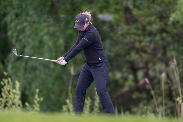 HAMBURG, GERMANY - MAY 16: Anna Zanusso of Italy hits her second shot on the 6th hole during the third round of the Amundi German Masters at Green Eagle Golf Courses on May 16, 2026 in Hamburg, Germany. Credit: Andy Astfalck NurPhoto Germany Copyright: xAndyxAstfalckx
