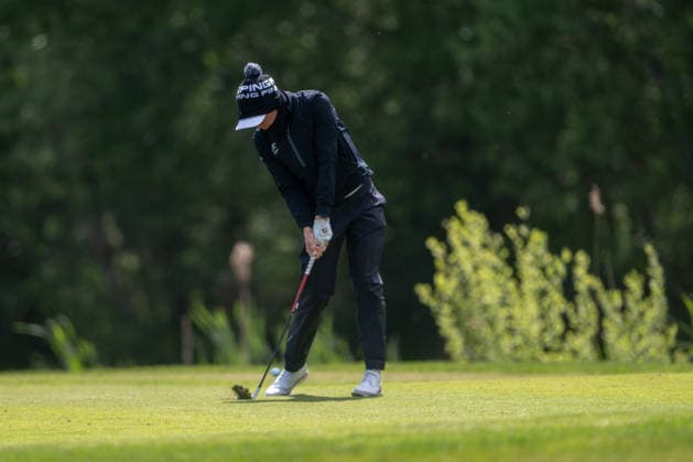 HAMBURG, GERMANY - MAY 16: Kelsey Bennett of Australia hits her second shot on the 6th hole during the third round of the Amundi German Masters at Green Eagle Golf Courses on May 16, 2026 in Hamburg, Germany. Credit: Andy Astfalck NurPhoto Germany Copyright: xAndyxAstfalckx