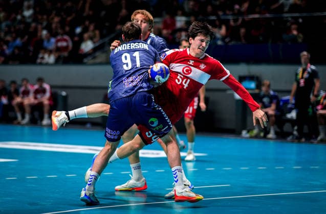 Turkiye v Norway - World Handball Championship Qualifiers ANKARA, TURKIYE - MAY 16: Ali Emre Babacan (54) of Turkiye competes against his opponent during the 2027 IHF Men s World Handball Championship European Qualifiers phase 3 second-leg match between Turkiye and Norway at Prof. Dr. Yasar Sevim Handball Hall in Ankara, Turkiye, on May 16, 2026. Ercin Erturk Anadolu Ankara Turkey. Editorial use only. Please get in touch for any other usage.  Copyright: x2026xAnadoluxErcinxErturkx