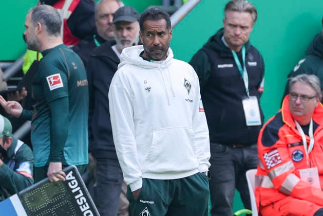 Trainer Daniel Thioune Werder Bremen looks dejected, Bundesliga, SV Werder Bremen v Borussia Dortmund, Weserstadion on May 16, 2026 in Bremen, Germany Photo by Marco Steinbrenner DeFodi Images Trainer Daniel Thioune Werder Bremen looks dejected, Bundesliga, SV Werder Bremen v Borussia Dortmund, Weserstadion, May 16, 2026 in Bremen, Germany Photo by Marco Steinbrenner DeFodi Images DFL regulations prohibit any use of photographs as image sequences and or quasi video