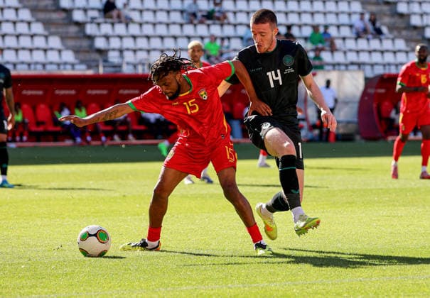 International Friendly, Länderspiel, Nationalmannschaft Enrique Roca Stadium, Murcia, Spain 16 5 2026 Republic of Ireland vs Grenada Ireland s Jack Moylan with Jermaine Francis of Grenada Jack Moylan with Jermaine Francis 16 5 2026  Copyright: x INPHO RyanxByrnex RB2_8051