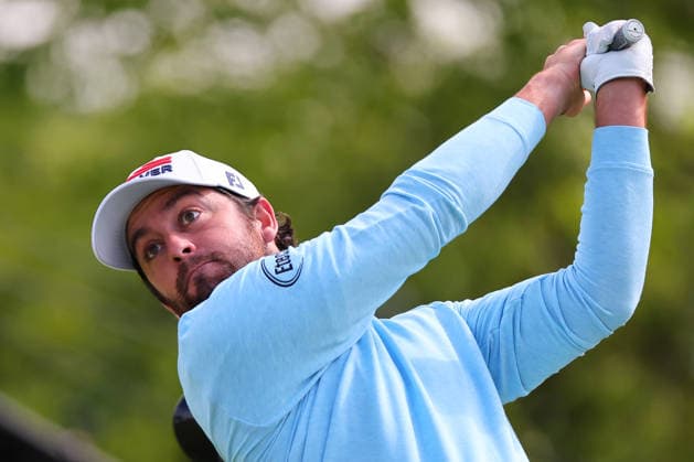 NEWTON SQUARE, PA - MAY 15: Elvis Smylie of Australia tees off at the tenth tee during Round two of the 2026 PGA, Golf Herren Championship on May 15, 2026 at Aronimink Golf Club in Newtown Square, Pennsylvania. (Photo by Rich Graessle Icon Sportswire) GOLF: MAY 15 PGA PGA Championship EDITORIAL USE ONLY Icon260515257832