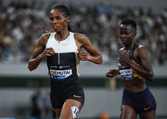 Wanda Diamond League 2026 - Shanghai Keqiao SHAOXING, CHINA - MAY 16: Peruth Chemutai of Uganda leads the women s 3000m steeplechase race at the Yangtze River Delta Athletics Diamond Gala, the Shanghai Keqiao leg and opening meeting of the 2026 Wanda Diamond League circuit, at the China Textile City Sports Center in Keqiao, Shaoxing, Zhejiang province, China, on May 16, 2026. Artur Widak Anadolu Shaoxing China. Editorial use only. Please get in touch for any other usage.  Copyright: x2026xAnadoluxArturxWidakx