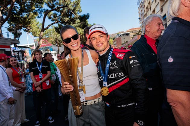 2026 FORMULA E MONACO ePRIX DE VRIES Nyck (nld), Mahindra Racing, Mahindra M12Electro, portrait podium, portrait during the Monaco ePrix, 9th and 10th round of the 2025-26 ABB FIA Formula E World Championship, WM, Weltmeisterschaft on the Circuit de Monaco from Mai 16 to 17, 2026 in Monte-Carlo, Monaco -  Copyright: xGERMAINxHAZARDx