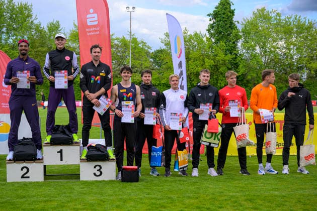 Leo Neugebauer VfB Stuttgart , Amadeus Graeber Eintracht Frankfurt and Niklas Kaul USC Mainz GER Lotto Deichmeeting 2026, Athletics, 16 05 2026, GER Lotto Deichmeeting 2026, Athletics, 16 05 2026, Neuwied Copyright: xEibnerxPressefoto JanxPapenfussx EP_JPS