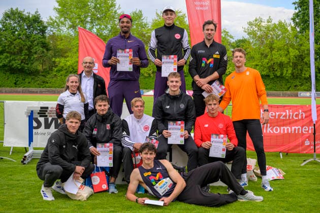 Leo Neugebauer VfB Stuttgart , Amadeus Graeber Eintracht Frankfurt and Niklas Kaul USC Mainz GER Lotto Deichmeeting 2026, Athletics, 16 05 2026, GER Lotto Deichmeeting 2026, Athletics, 16 05 2026, Neuwied Copyright: xEibnerxPressefoto JanxPapenfussx EP_JPS