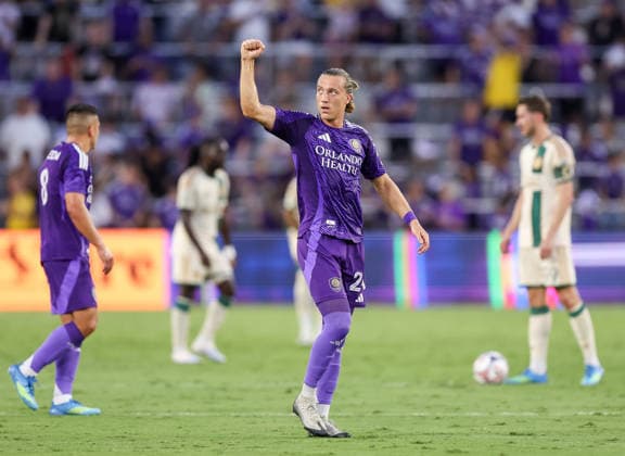 May 16, 2026, U.S.: Orlando City SC defender GRIFFIN DORSEY (24) acknowledges fans after a goal in the first half against Atlanta United. The Orlando City Soccer Club hosted Atlanta United at Inter&Co Stadium in Orlando, FL. U.S. - ZUMAm299 20260516_znp_m299_003 Copyright: xTaylorxMcFeex