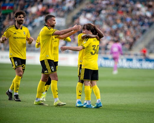 May 16, 2026, Philadelphia, Pennsylvania, United States: Columbus Crew celebrates after scoring a goal against the Union during the match at Subaru Park in Chester PA Soccer 2026: Union 1-1 Columbus Crew  - ZUMArf1_ 20260516_zaf_rf1_005 Copyright: xRickyxFitchettx