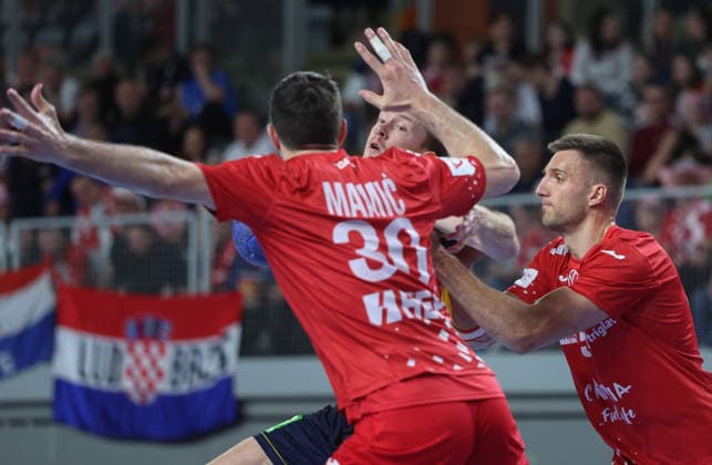 Croatia v Sweden: Internation Friendly Handball Match Felix Claar of Sweden in action during the International Friendly, Länderspiel, Nationalmannschaft handball match between Croatia and Sweden at Arena Varazdin on May 16, 2026.  SanjinxStrukic PIXSELL