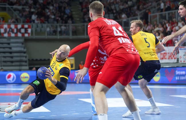Croatia v Sweden: Internation Friendly Handball Match Lukas Sandell of Sweden in action during the International Friendly, Länderspiel, Nationalmannschaft handball match between Croatia and Sweden at Arena Varazdin on May 16, 2026.  SanjinxStrukic PIXSELL