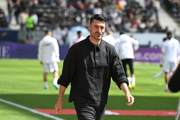 Coach Albert RIERA F Football 1 Bundesliga Season 2025 2026, 34 Matchday, Matchday34, matchday34, Eintracht Frankfurt F VfB Stuttgart S 2 2 am 16 05 2026 Deutsche Bank Park Frankfurt DFL regulations prohibit any use of photographs as image sequences and or quasi video Â