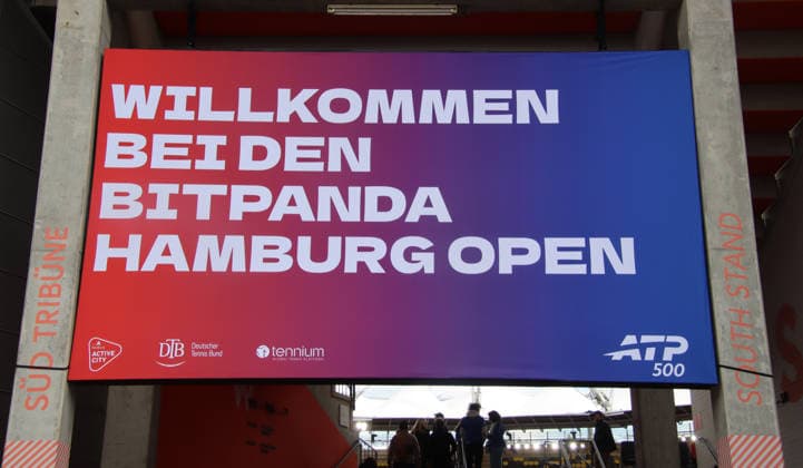 Bitpanda Hamburg Open, ATP 500, Sponsor Large welcome sign above an entrance to the Rothenbaum stadium