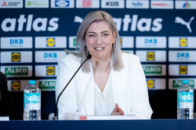 Dortmund 17 05 2026, handball, men, international match, Germany Denmark Anja Althaus one of the ambassadors for the 2026 World Handball Championship in Germany at the presentation before the international match
