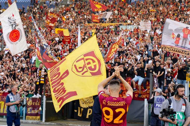 May 17, 2026, Rome, ITALY: AS Roma s Stephan El Shaarawy greats supporters after winning the Italian Serie A soccer match between AS Roma and SS Lazio at the Olimpico stadium in Rome, Italy, 17 May 2026. ANSA FABIO FRUSTACI. Serie A - Roma Vs Lazio  - ZUMAa110 20260517_zaf_a110_071 Copyright: xFabioxFrustacix