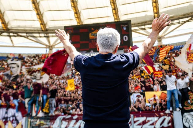 IPA84786164 - Gian Piero Gasperini head coach of AS Roma celebrates during Roma-Lazio, Serie A 2025 2026 at Stadio Olimpico on May 17, 2026 during AS Roma vs SS Lazio, Italian soccer Serie A match in Rome, Italy, May 17 2026  Copyright: xDomenicoxBari IPAxSportx xx 84786164