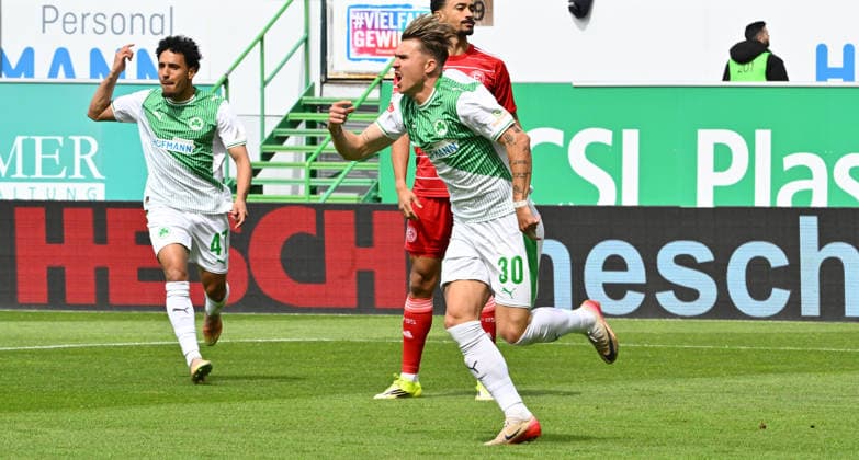 17 05 2026 Soccer Season 2025 2026 2 Soccer Bundesliga 34 Matchday SpVgg Greuther Fürth Kleeblatt Fortuna Düsseldorf Sportfoto Zink xwoxzix DFL regulations prohibit any use of photographs as image sequences and or quasi video only for editorial use Torjubel Jubel Freude nach Treffer Tor Torschuß zum 1 0 duirch Felix Klaus 30, SpVgg Greuther Fürth