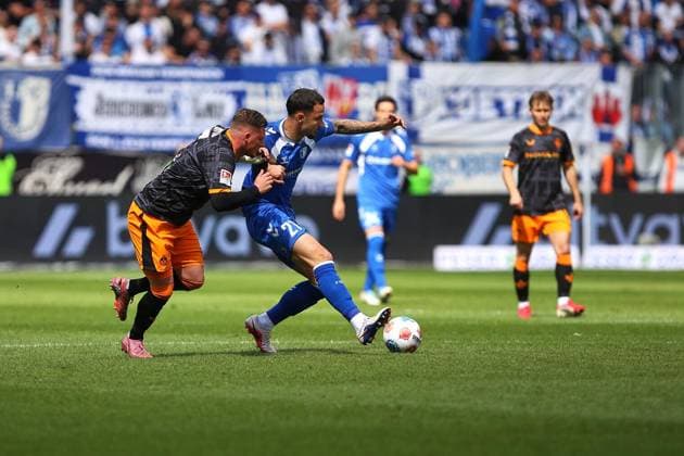 Magdeburg, Saxony-Anhalt, Germany, 17 05 2026 Avnet Arena 34 Matchday, Season 2025 26, 2 Soccer Bundesliga 1 FC Magdeburg 1 FC Kaiserslautern Falko Michel 21, 1 FC Magdeburg on the ball Copyright: xdtsxNachrichtenagenturx dts_119121