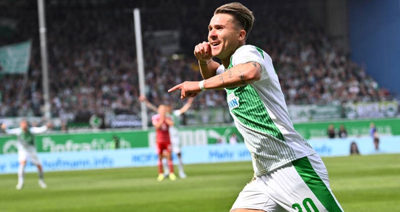 17 05 2026 Soccer Season 2025 2026 2 Soccer Bundesliga 34 Matchday SpVgg Greuther Fürth Kleeblatt Fortuna Düsseldorf Sportfoto Zink xwoxzix DFL regulations prohibit any use of photographs as image sequences and or quasi video only for editorial use Torjubel Jubel nach Treffer Tor Torschuß zum 2 0 durch Felix Klaus 30, SpVgg Greuther Fürth