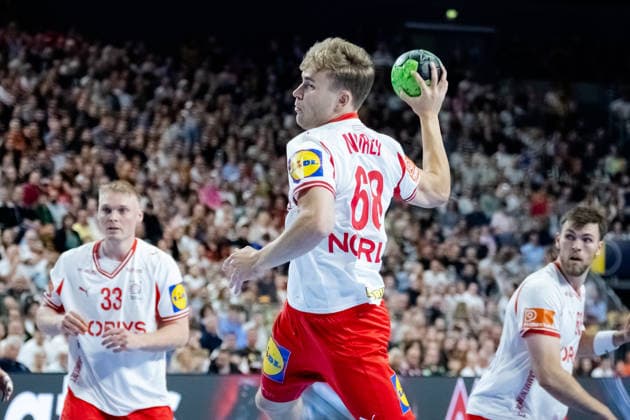 Dortmund 17 05 2026, Handball, Men, International match, Germany Denmark Victor Amnitzboll Norlyk Denmark, 68 on goal throw