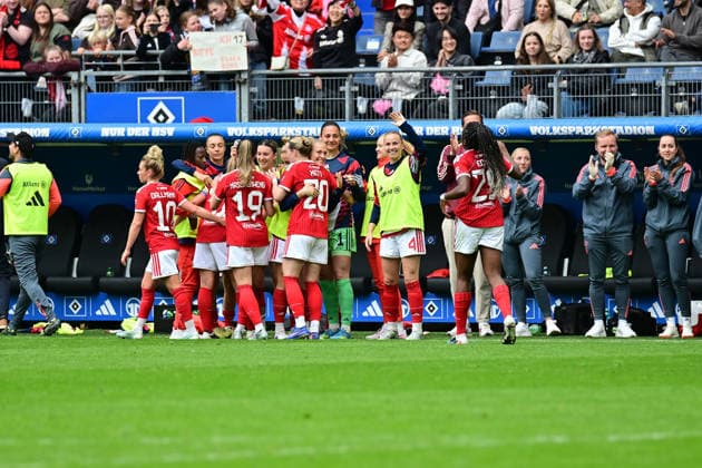 Soccer I Women I Season 2025 2026 I Bundesliga I 26 Matchday I Hamburger SV FC Bayern Munich I 17 05 2026 Goal celebration, jubilation, enthusiasm, euphoria, joy, happiness, cheerfulness at FC Bayern Munich Hamburg Volksparkstadion Hamburg Germany Copyright: xLobeca WolfxGebhardtx