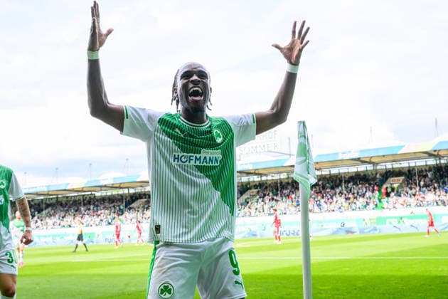 17 05 2026 Soccer Season 2025 2026 2 Soccer Bundesliga 34 Matchday SpVgg Greuther Fürth Kleeblatt Fortuna Düsseldorf Sportfoto Zink xwoxzix DFL regulations prohibit any use of photographs as image sequences and or quasi video only for editorial use Torjubel Jubel nach Treffer Tor Torschuß zum 3 0 durch Noel Futkeu 9, SpVgg Greuther Fürth