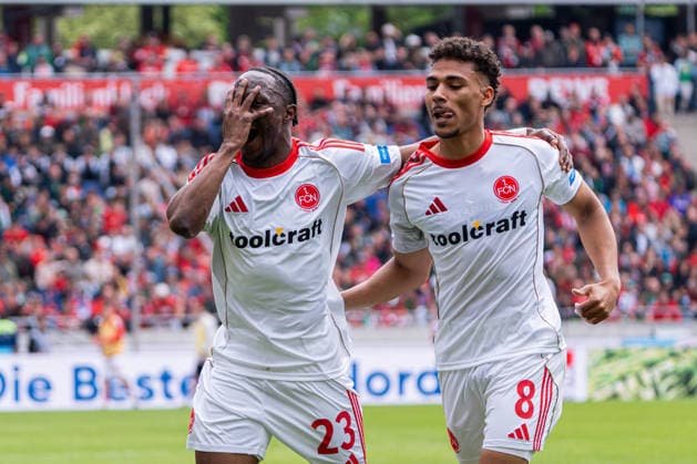 Hannover, Germany 17 May 2026 2 BL 2025 2026 Sp 34 Hannover 96 vs 1 FC Nürnberg In the picture Mohamed Ali Zoma FCN cheers after his goal to 0 1 with Henri Koudossou FCN DFL DFB regulations prohibit any use of photographs as image sequences and or quasi video Heinz von Heiden Arena Niedersachsen Copyright: xFotostandx xKruczynskix