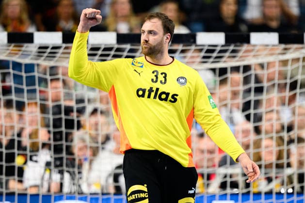 Koeln Handball Laenderspiel Germany Denmark Goalkeeper Andreas Wolff Germany Cheers Joy Emotion Koeln Lanxess Arena Germany
